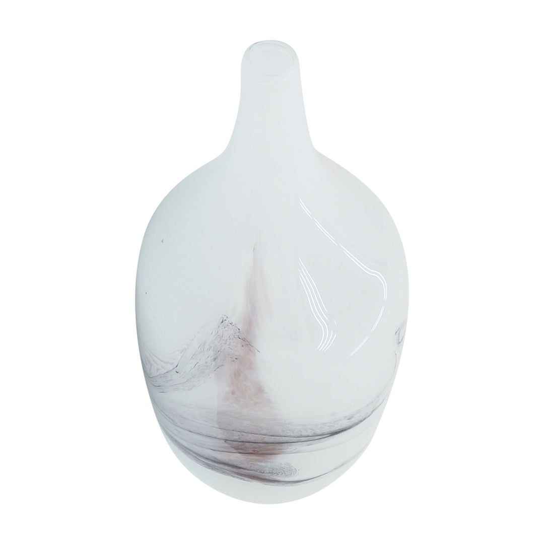 Glass, 14''H, Abstract Vase-White