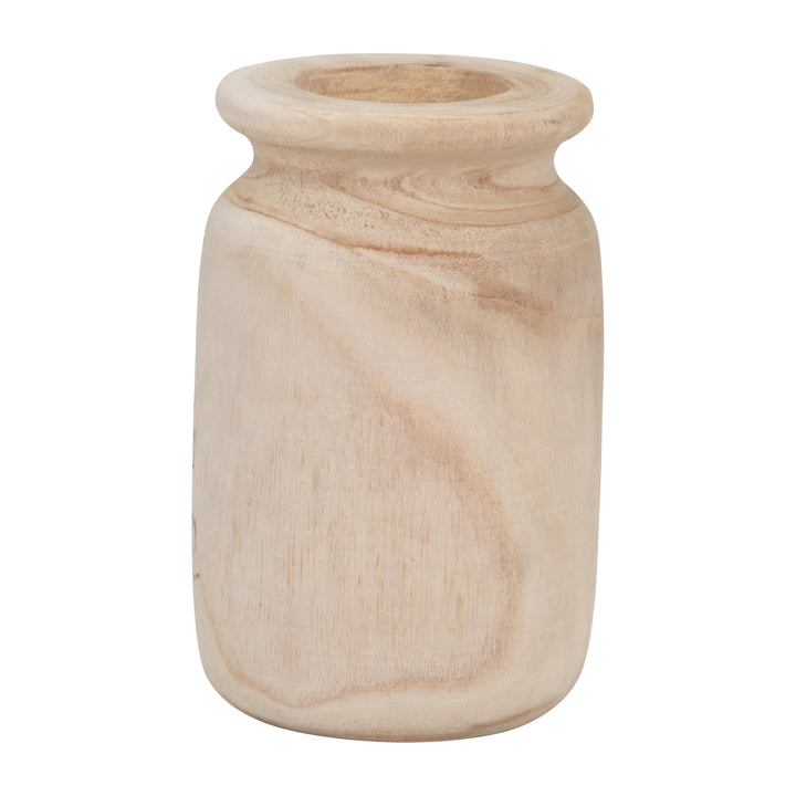 WOOD, 6"DIA ORGANIC VASE, NATURAL