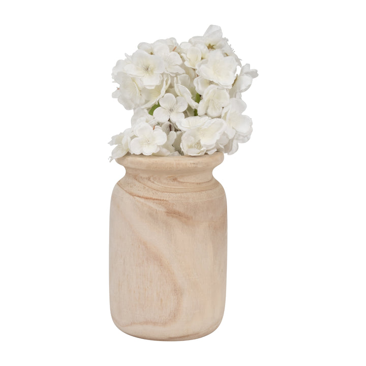 WOOD, 6"DIA ORGANIC VASE, NATURAL