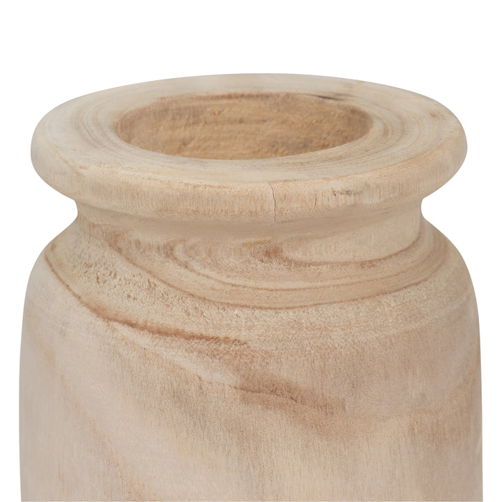 WOOD, 6"DIA ORGANIC VASE, NATURAL