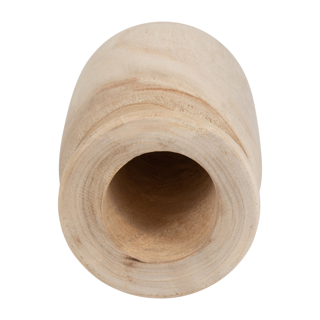 WOOD, 6"DIA ORGANIC VASE, NATURAL