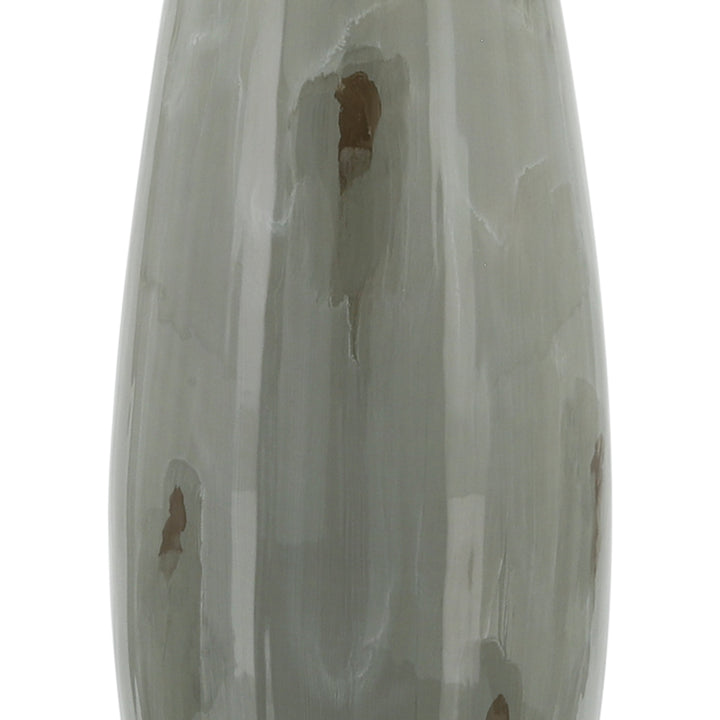 GLASS, 24"H VASE W/ METAL RING, TAUPE