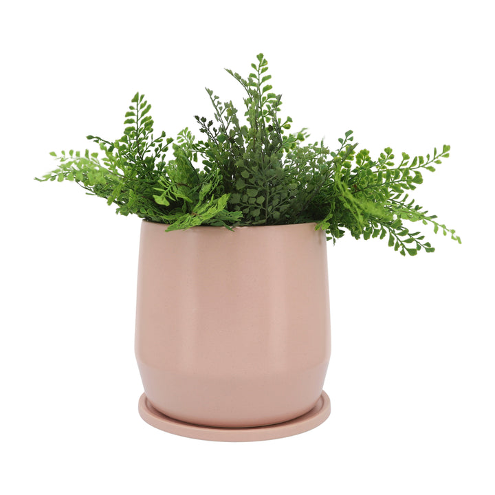 Cer, S/2 7/10"D Planters W/ Saucer, Blush