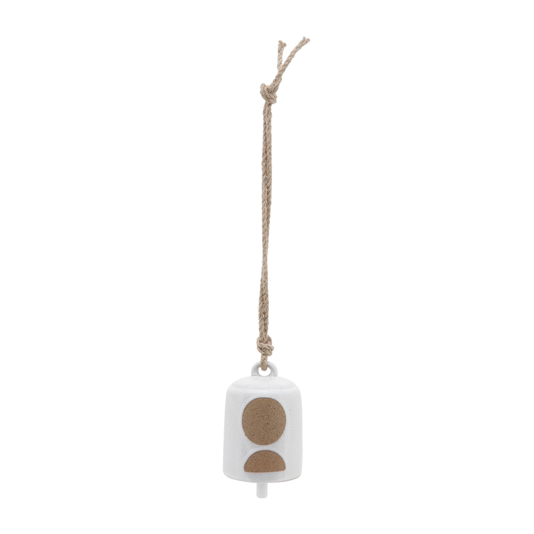 Cer, 4" Hanging Bell Circles, White/Beige