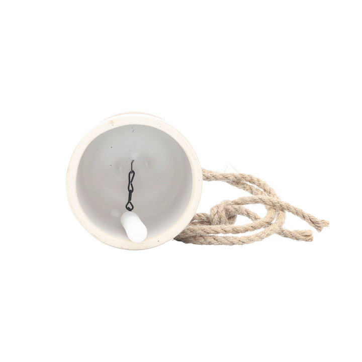 Cer, 4" Hanging Bell Circles, White/Beige