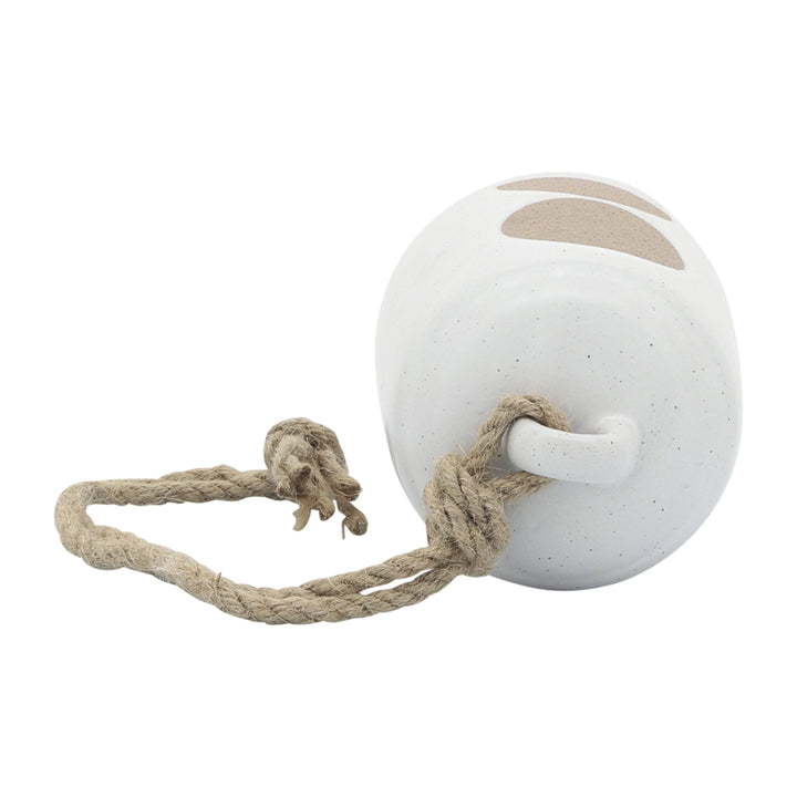 Cer, 4" Hanging Bell Circles, White/Beige