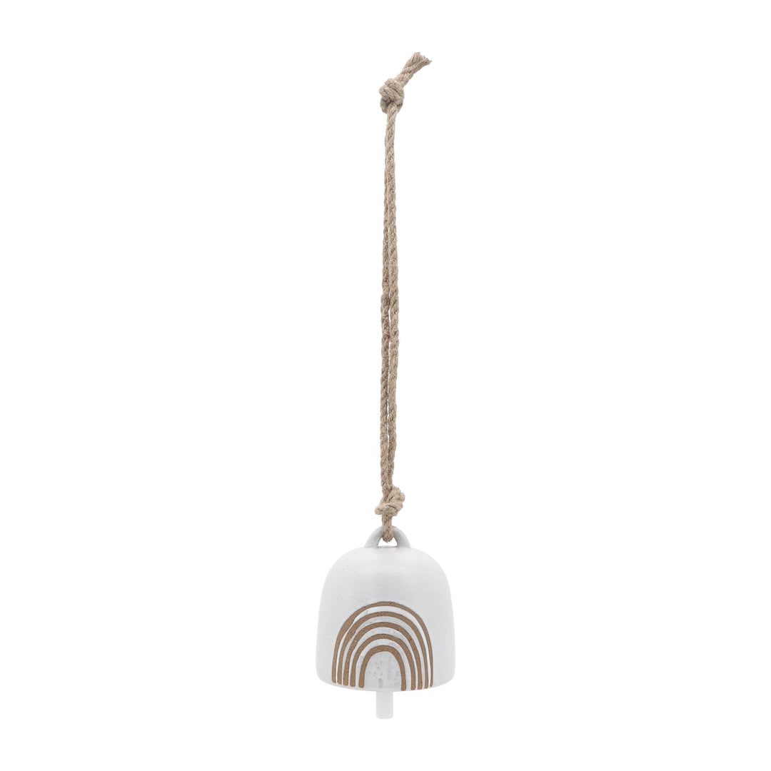 Cer, 4" Hanging Bell Rainbow, White/Beige