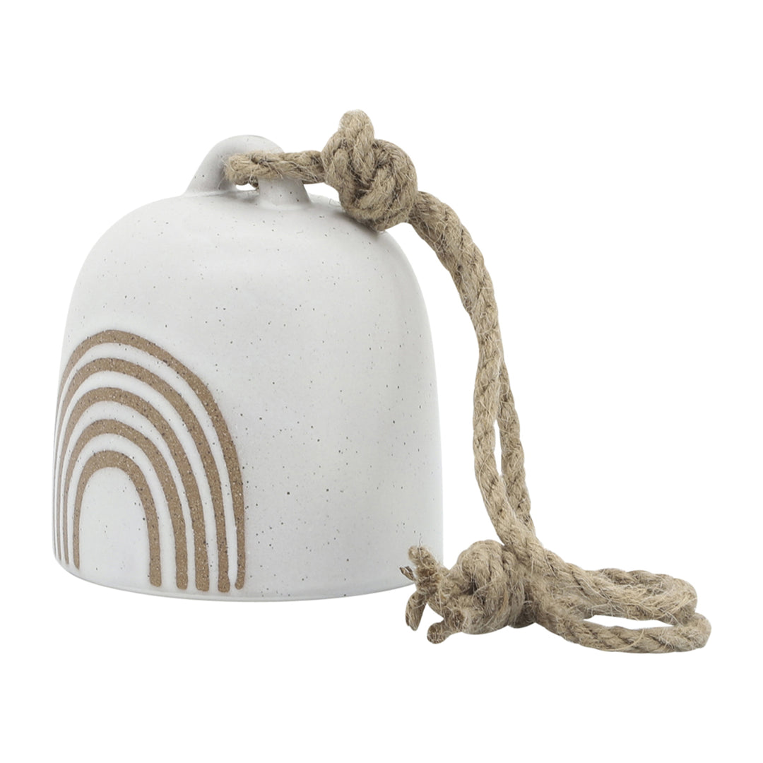 Cer, 4" Hanging Bell Rainbow, White/Beige