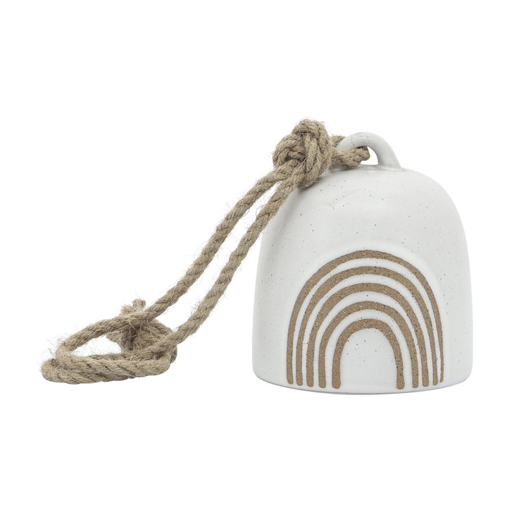 Cer, 4" Hanging Bell Rainbow, White/Beige