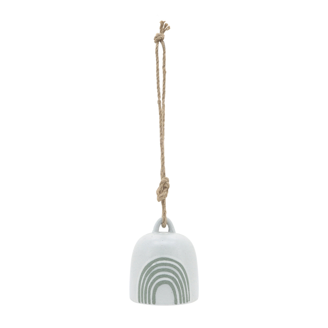 Cer, 4" Hanging Bell Rainbow, White/Green