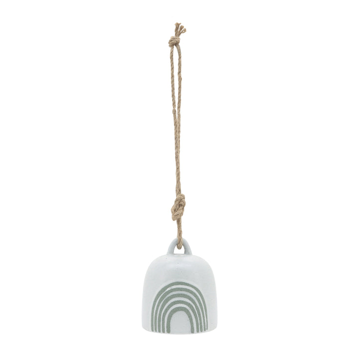 Cer, 4" Hanging Bell Rainbow, White/Green