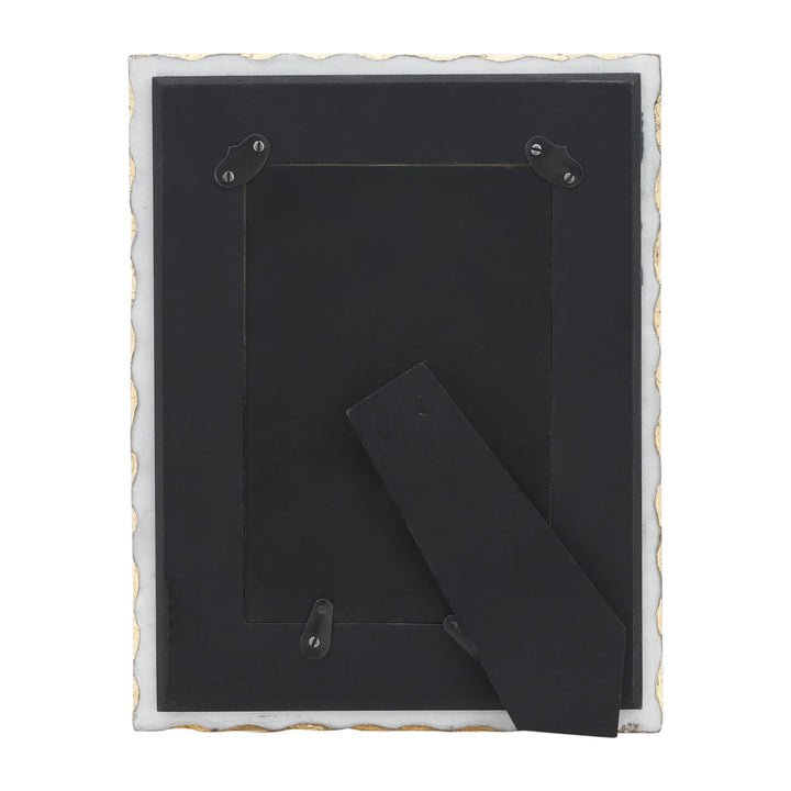 MARBLE, 4X6 JAGGED PHOTO FRAME W/ GOLD TRIM, WHIT