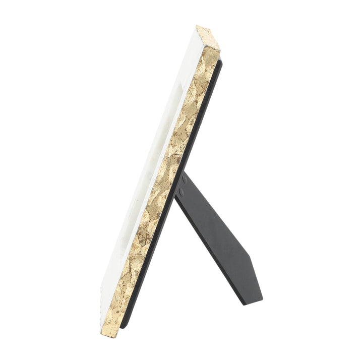 MARBLE, 4X6 JAGGED PHOTO FRAME W/ GOLD TRIM, WHIT