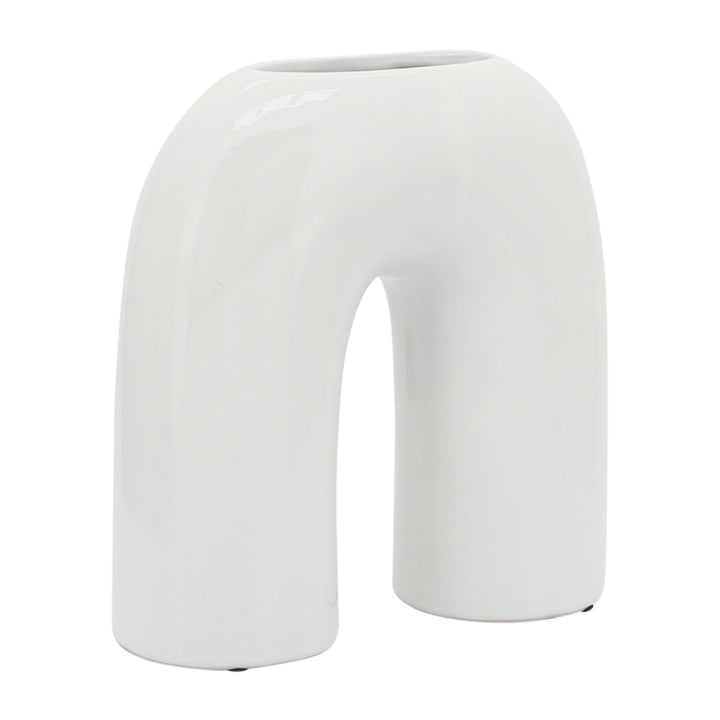 CER, 8" HORSESHOE VASE, WHITE