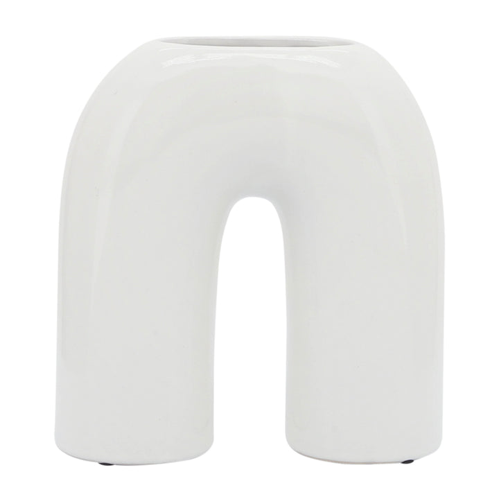 CER, 8" HORSESHOE VASE, WHITE