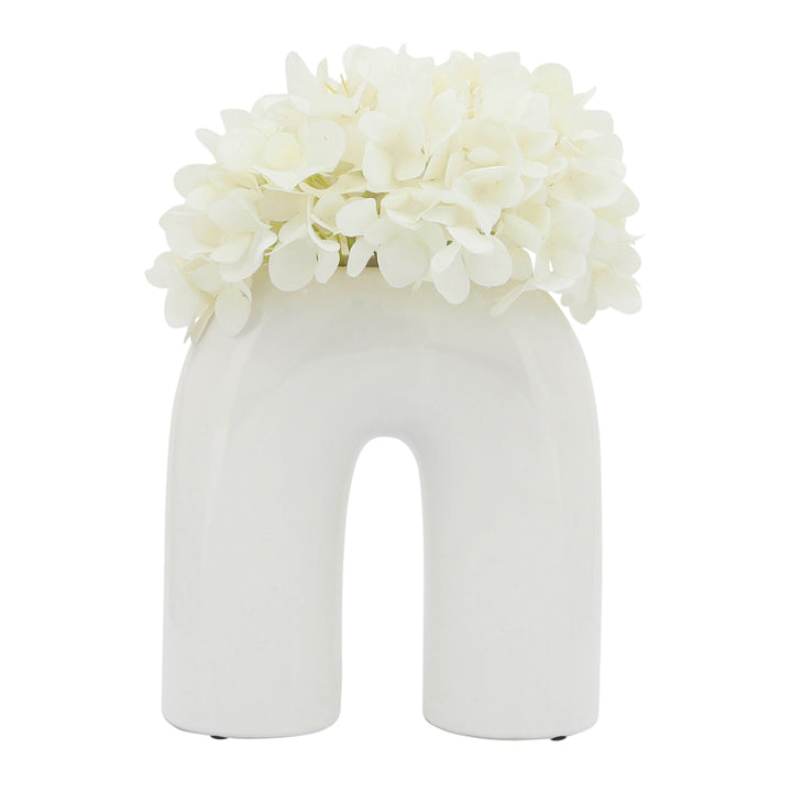 CER, 8" HORSESHOE VASE, WHITE