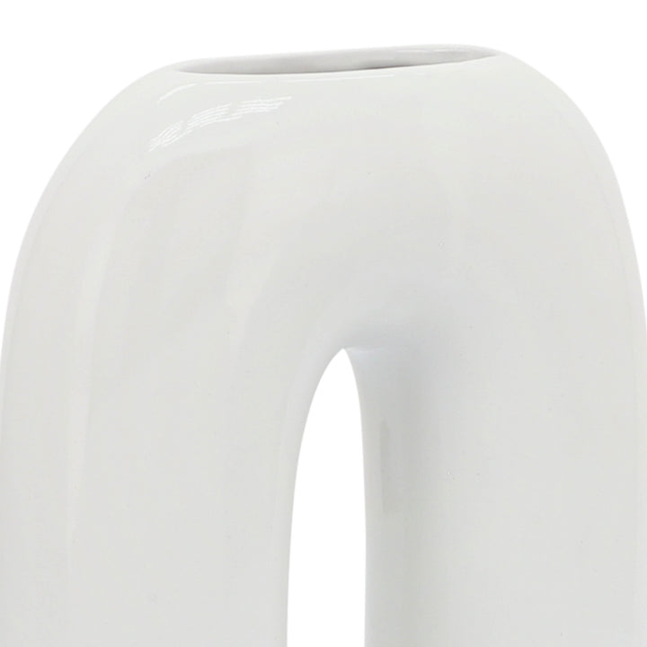 CER, 8" HORSESHOE VASE, WHITE