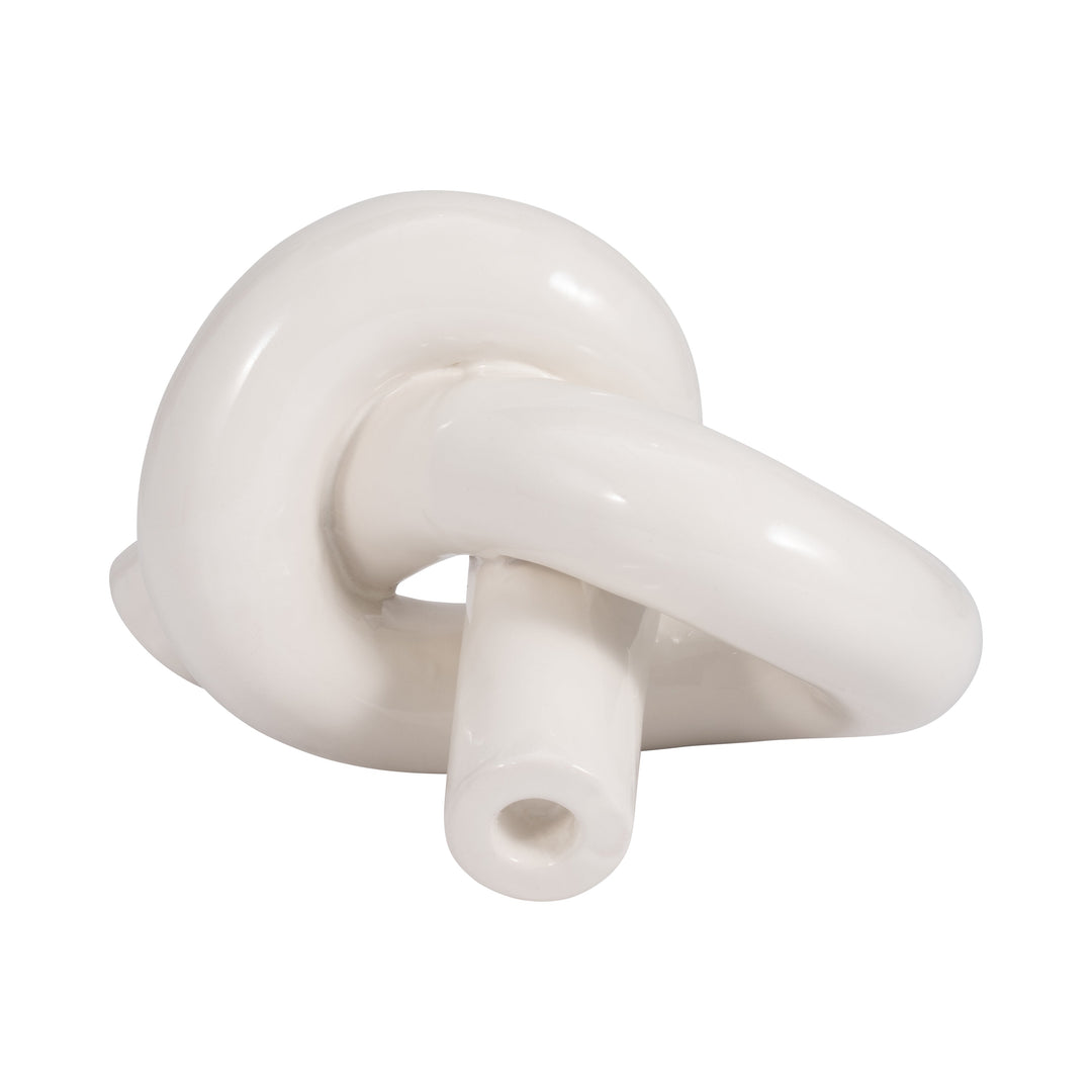 CER, 10" LOOPY CANDLE HOLDER, WHITE