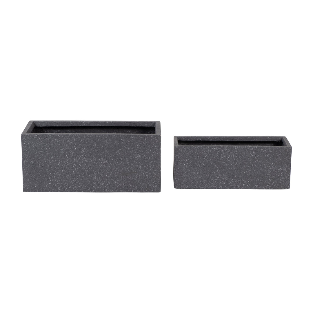 Resin, S/2 24/28"D Nested Rectangular Planters, Gr