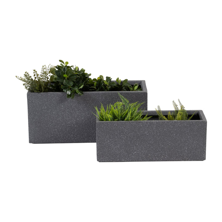 Resin, S/2 24/28"D Nested Rectangular Planters, Gr