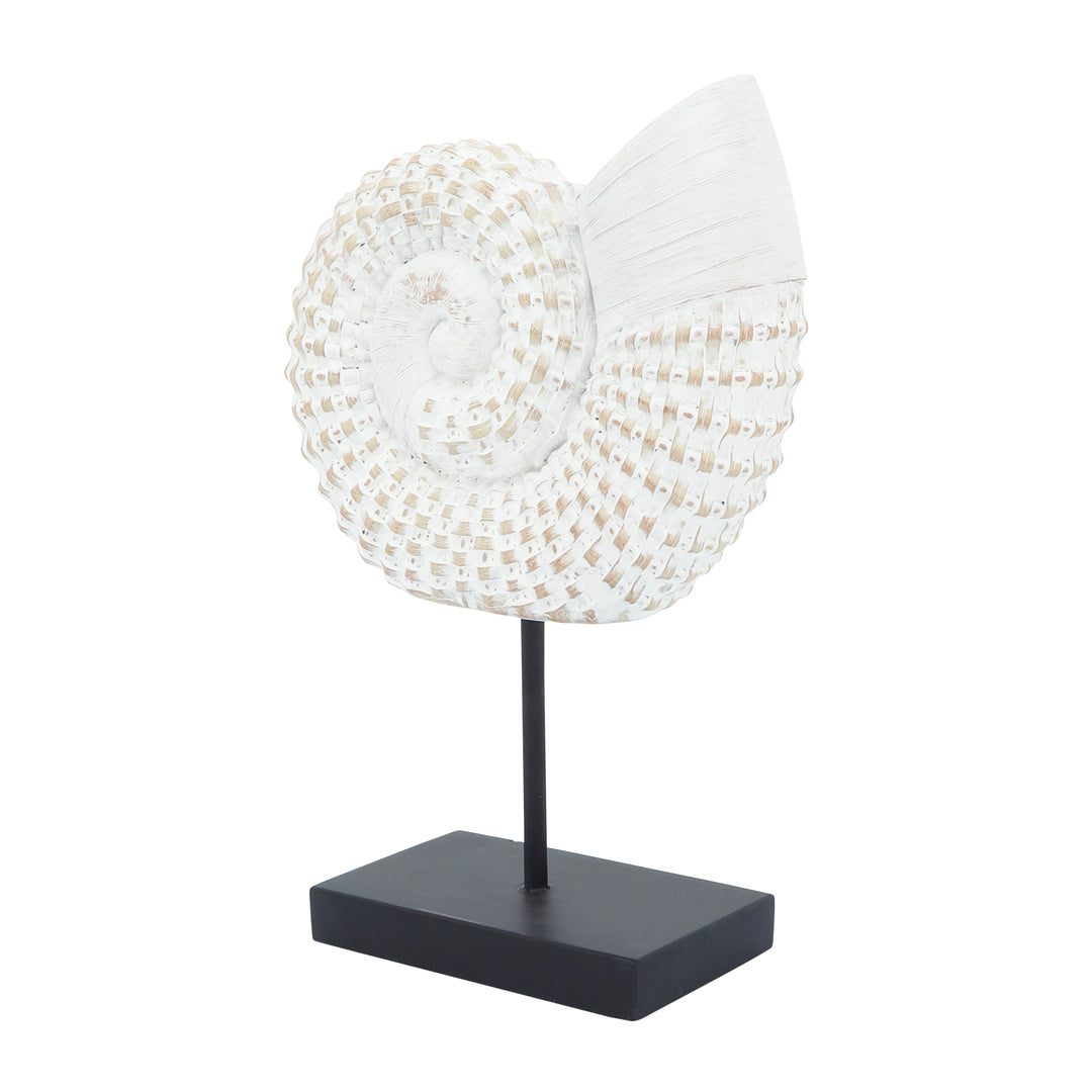 Resin, 12"H Shell On A Stand, White