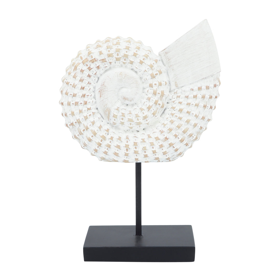 Resin, 12"H Shell On A Stand, White