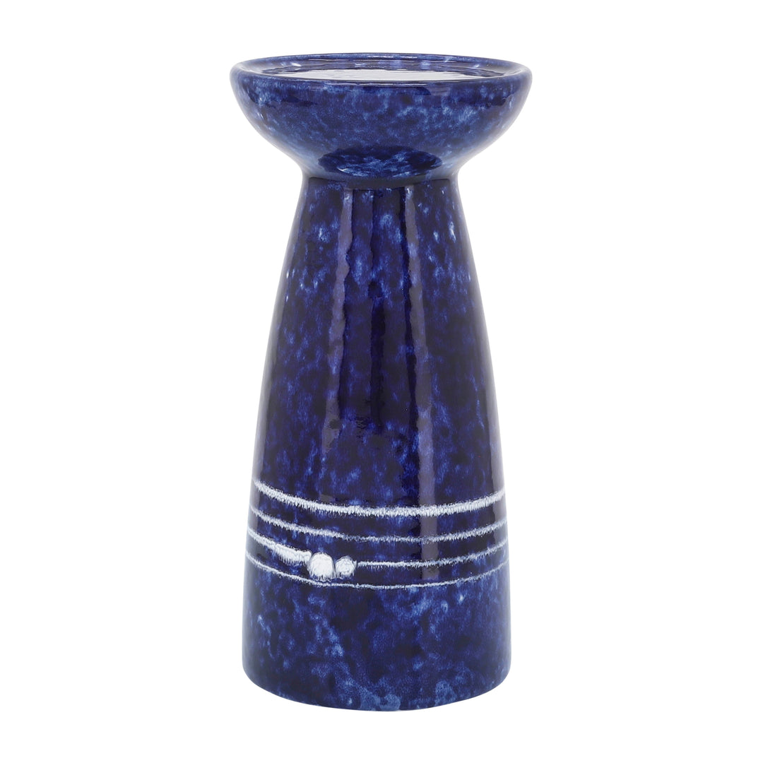 CER, 8"H PAINTED CANDLE HOLDER, BLUE