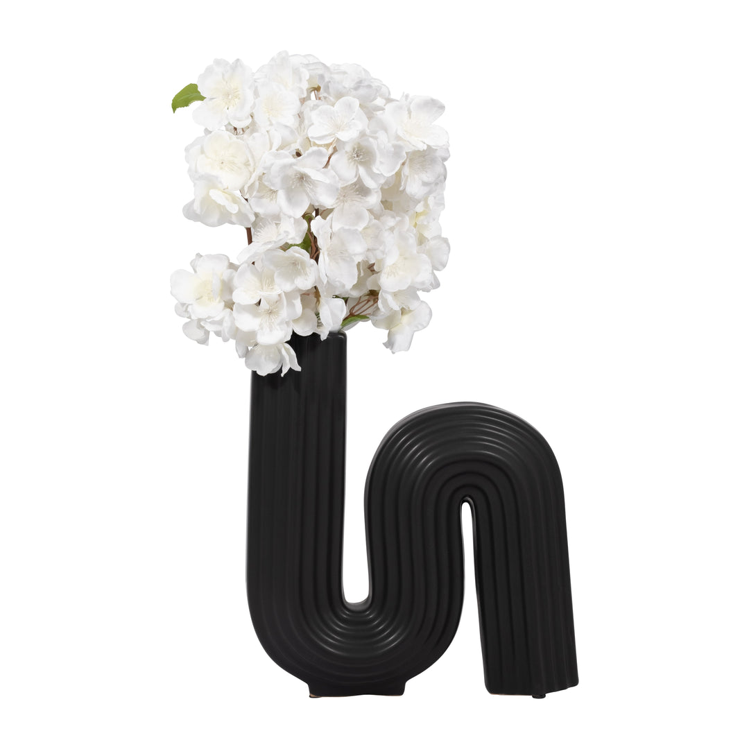 CER, 11"H LOOPY VASE, BLACK