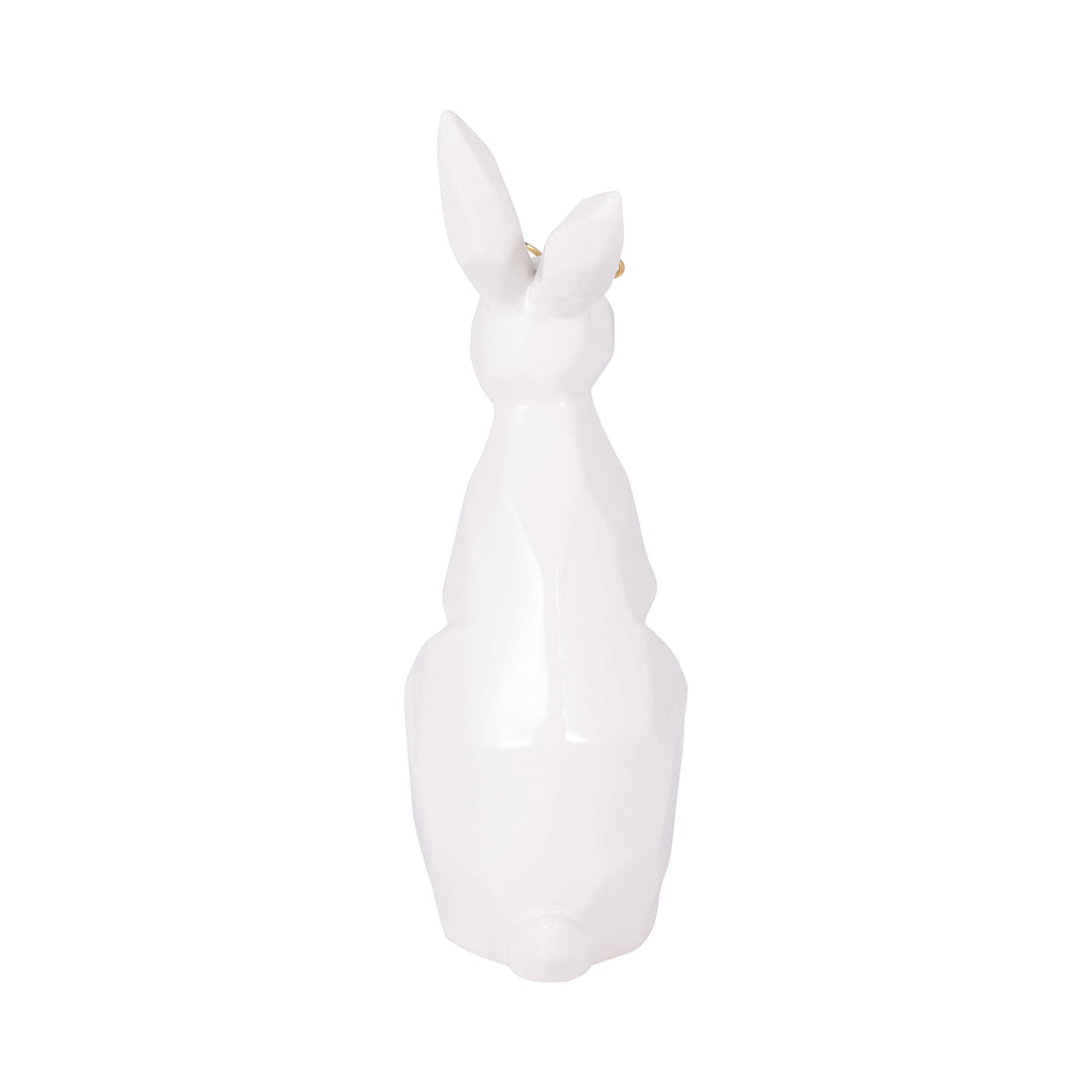 Cer, 9"H Bunny W/ Glasses, White/Gold