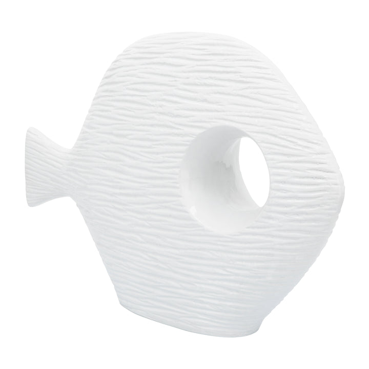 Cer, 20" Textured Fish, White