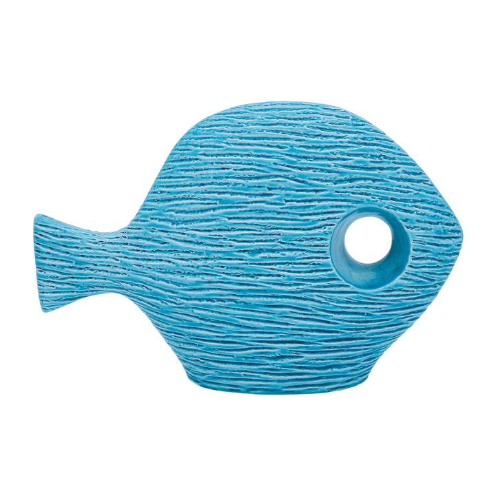 Cer, 14" Textured Fish, Blue