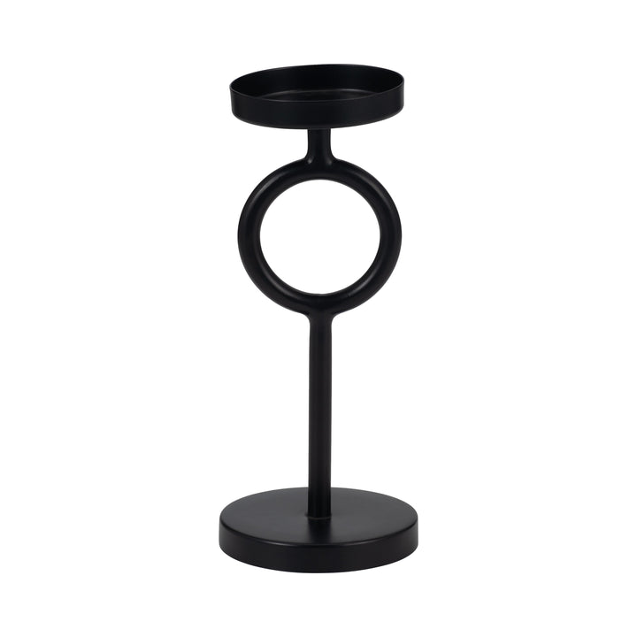 Metal, 10"H Ring Candle Holder, Black