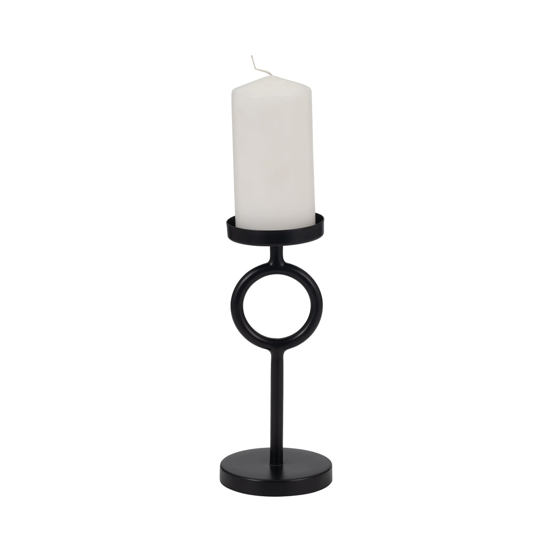 Metal, 10"H Ring Candle Holder, Black