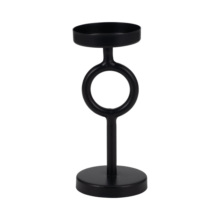 Metal, 8"H Ring Candle Holder, Black