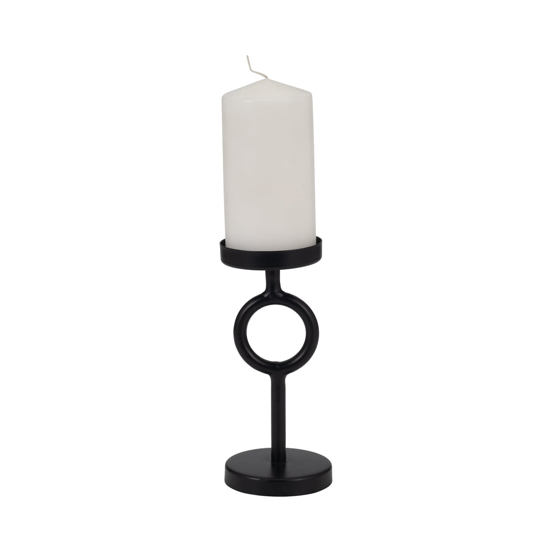 Metal, 8"H Ring Candle Holder, Black