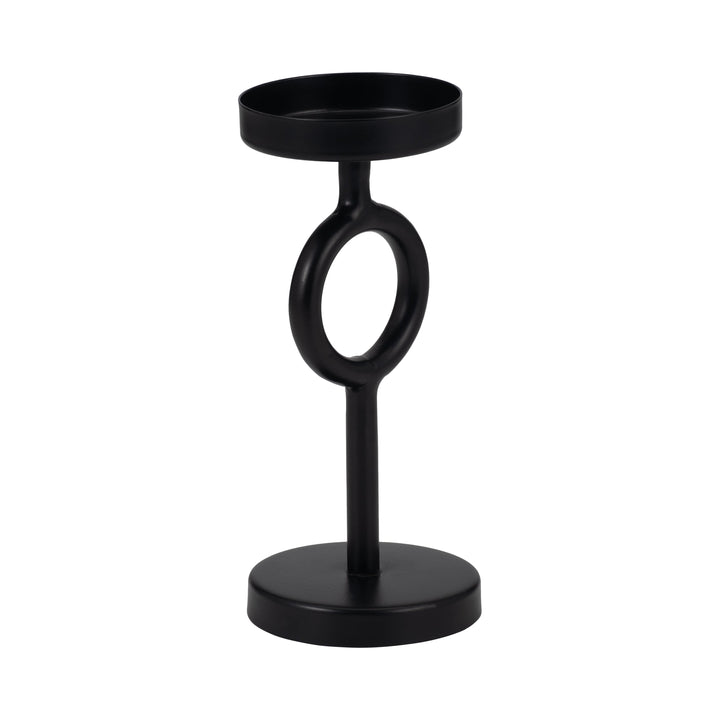 Metal, 8"H Ring Candle Holder, Black