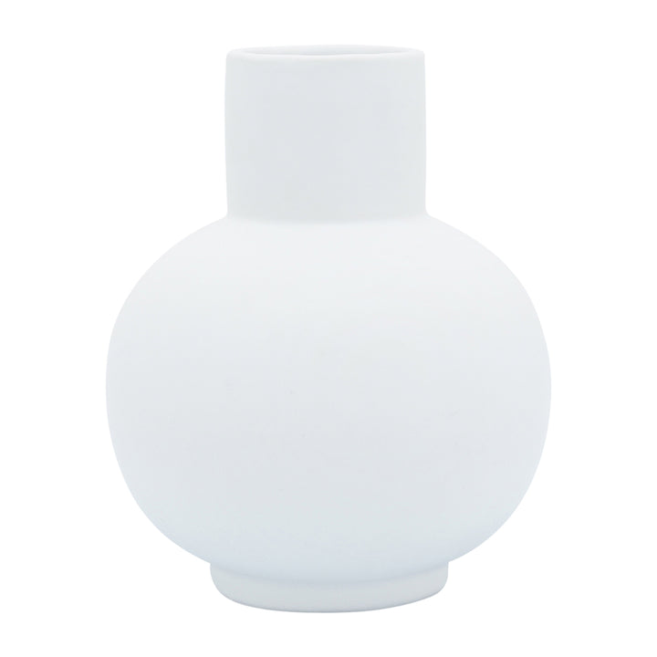 Cer, 8"H Bulbous Vase, White