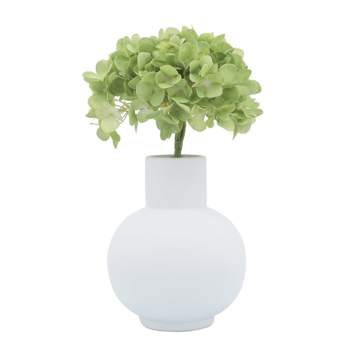 Cer, 8"H Bulbous Vase, White