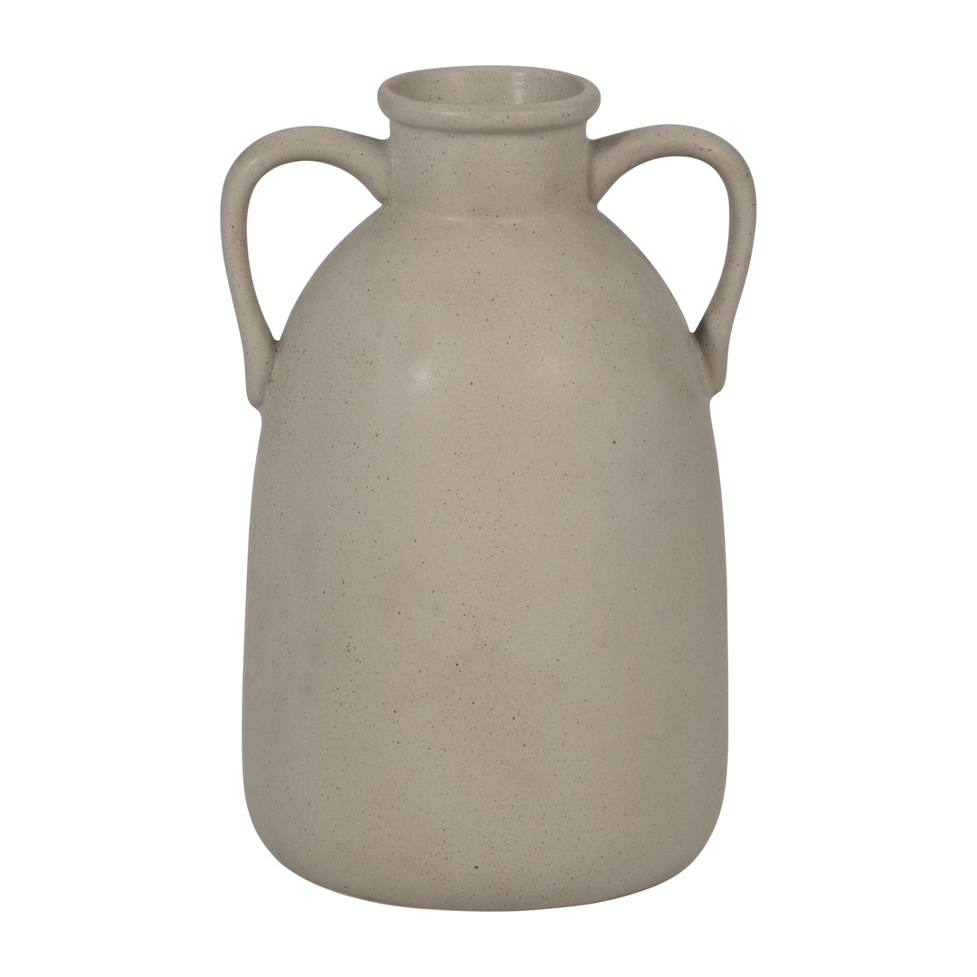 Cer, 10"H Eared Vase, Gray