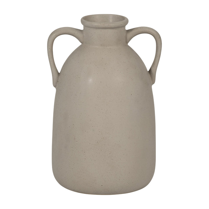 Cer, 10"H Eared Vase, Gray