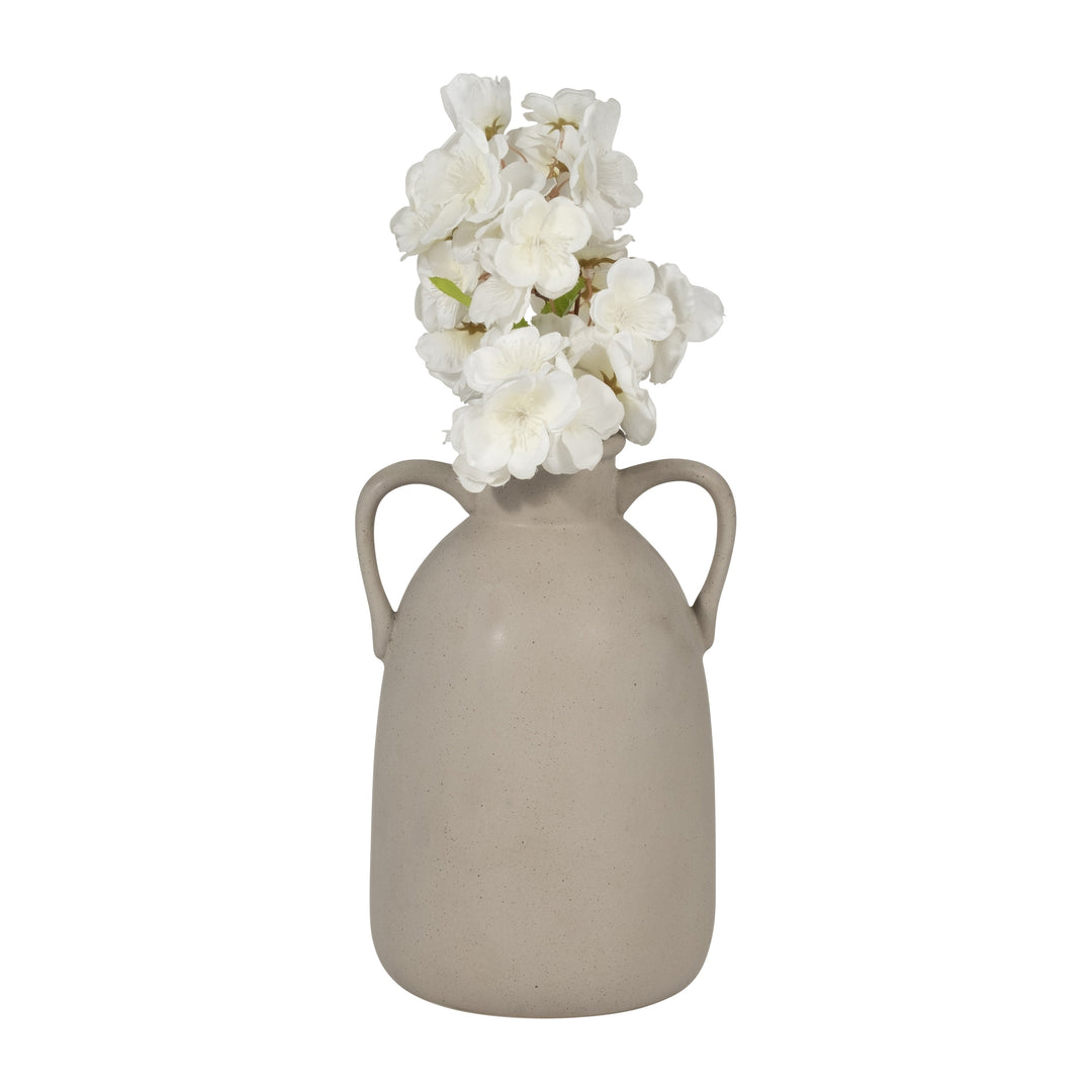 Cer, 10"H Eared Vase, Gray