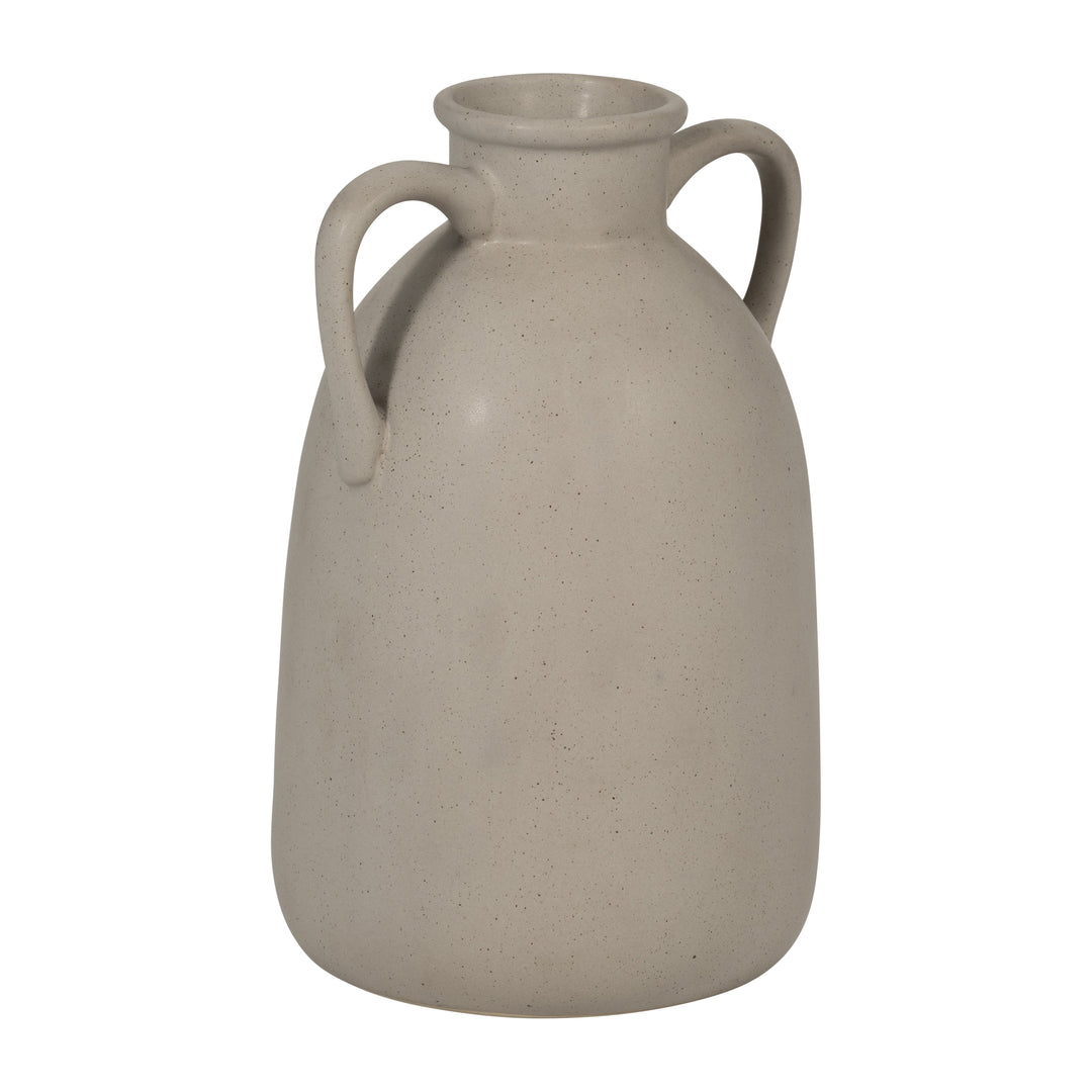 Cer, 10"H Eared Vase, Gray