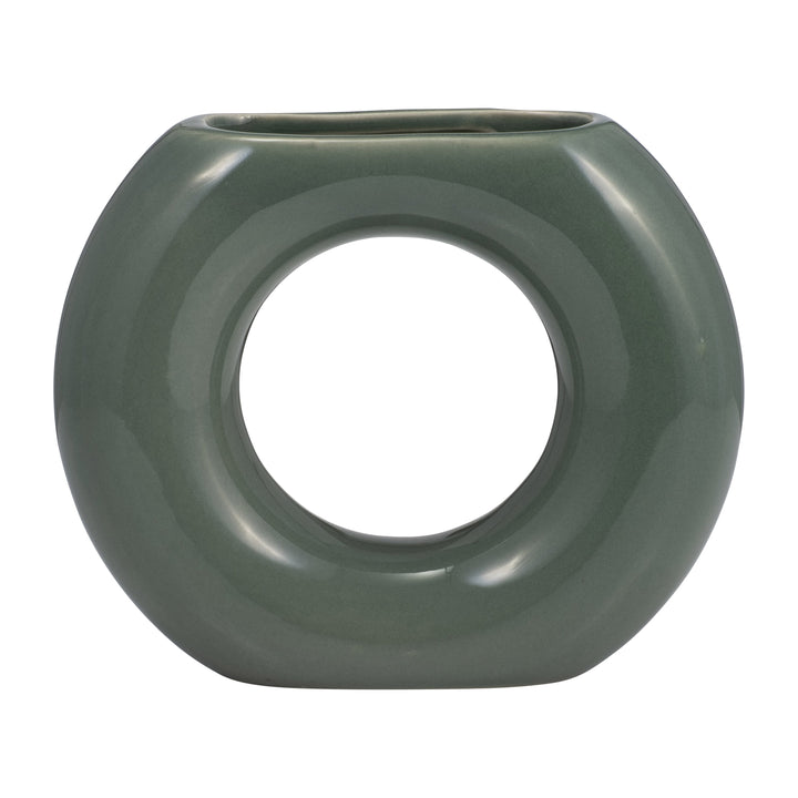 CER, 5" DONUT VASE, DARK SAGE