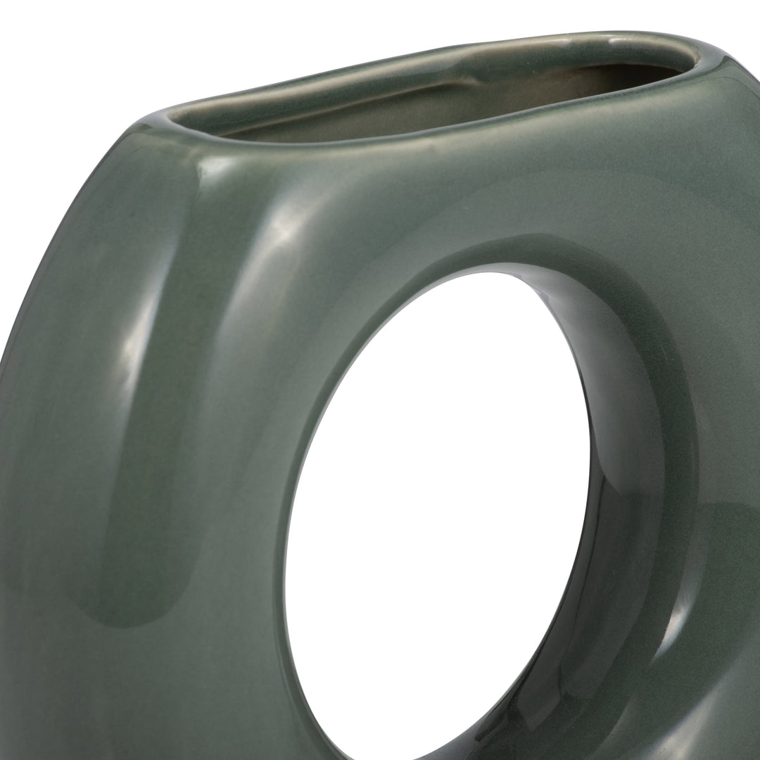 CER, 5" DONUT VASE, DARK SAGE