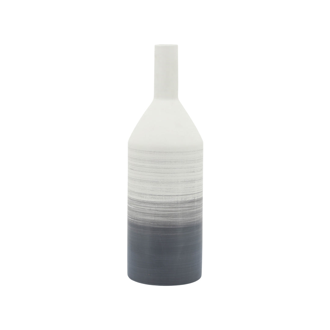 Cer, 18"H Matte 2 Tone Bottle Vase, Gray