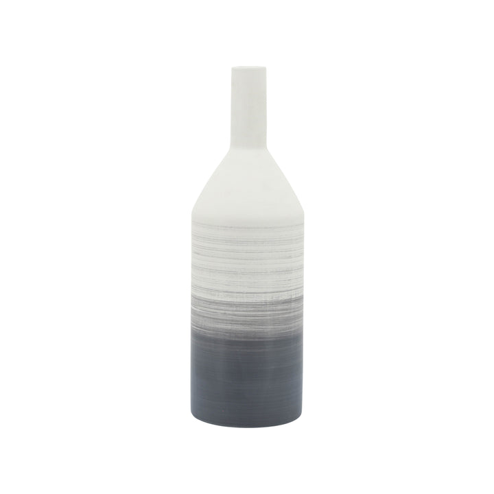 Cer, 18"H Matte 2 Tone Bottle Vase, Gray