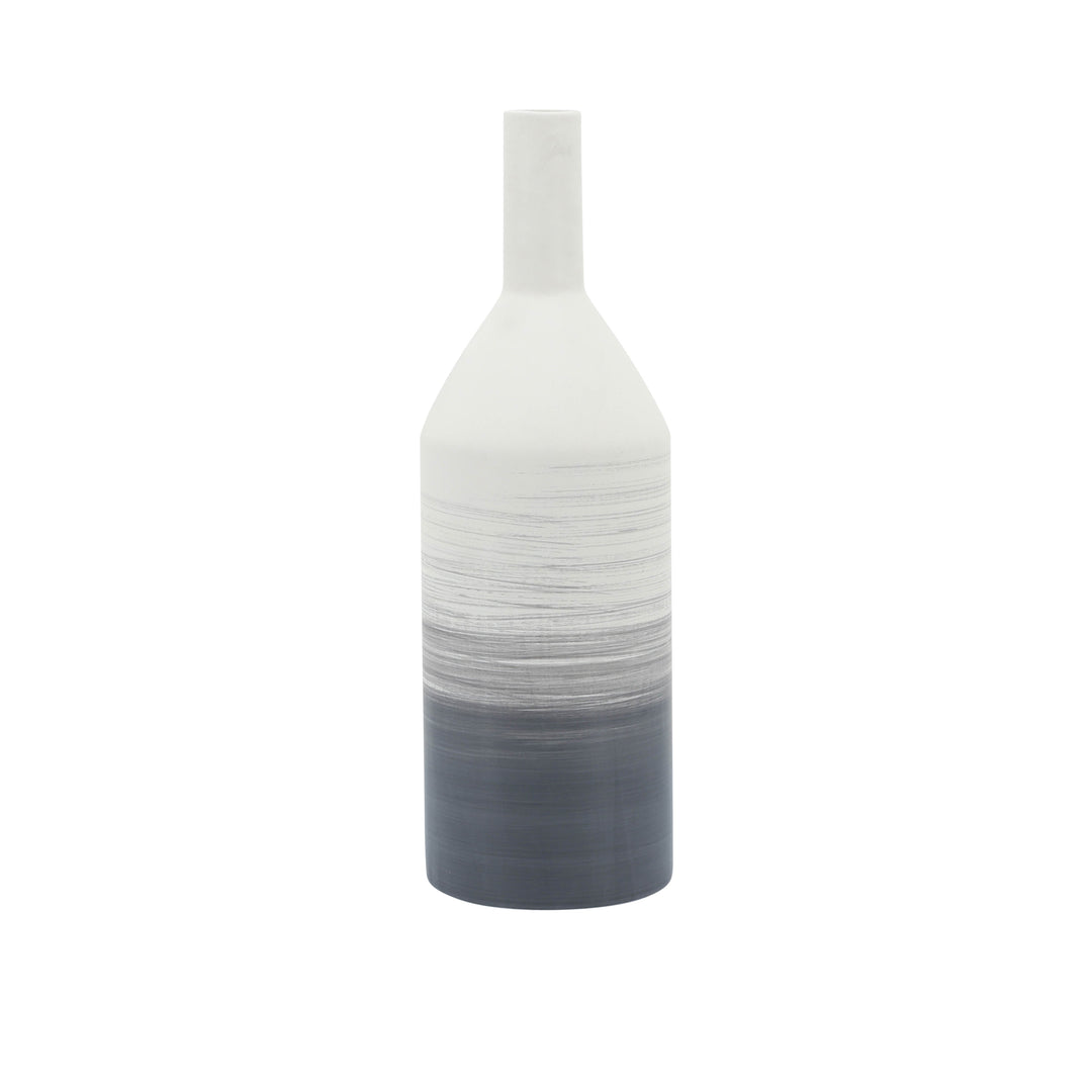 Cer, 18"H Matte 2 Tone Bottle Vase, Gray