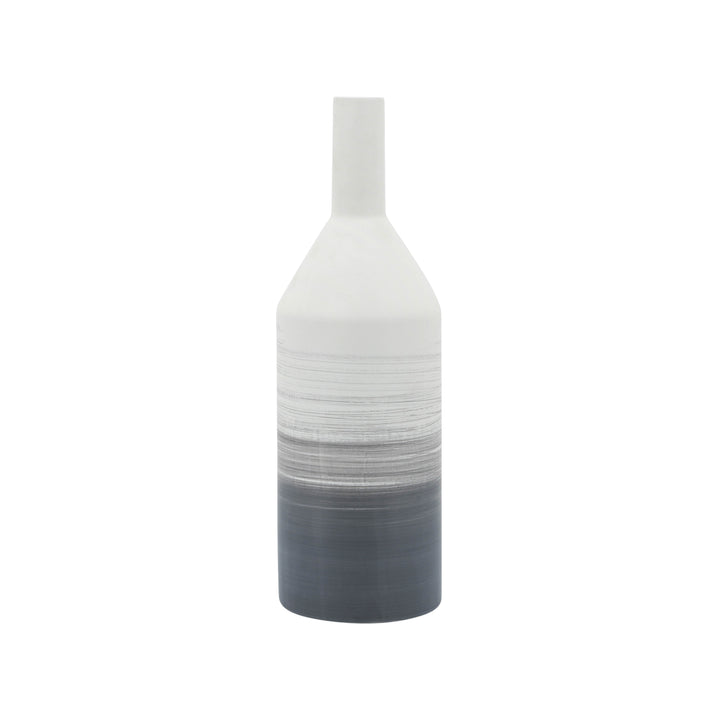 Cer, 18"H Matte 2 Tone Bottle Vase, Gray