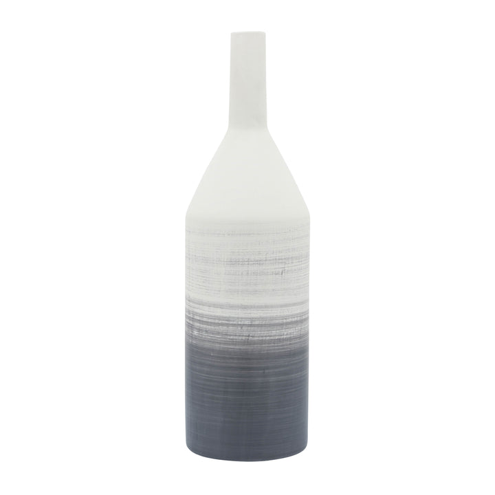 Cer, 22"H Matte 2 Tone Bottle Vase, Gray