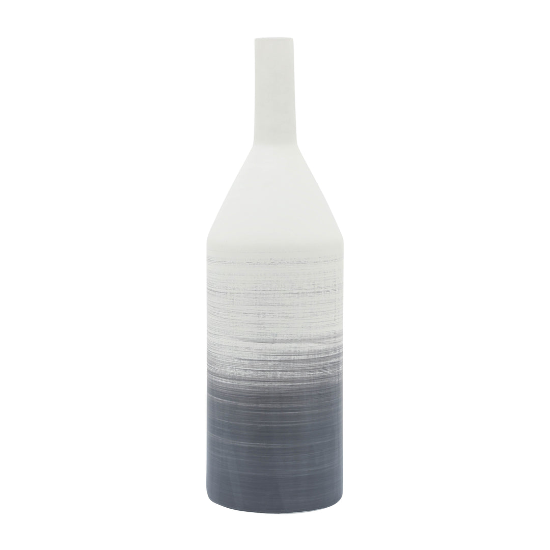 Cer, 22"H Matte 2 Tone Bottle Vase, Gray